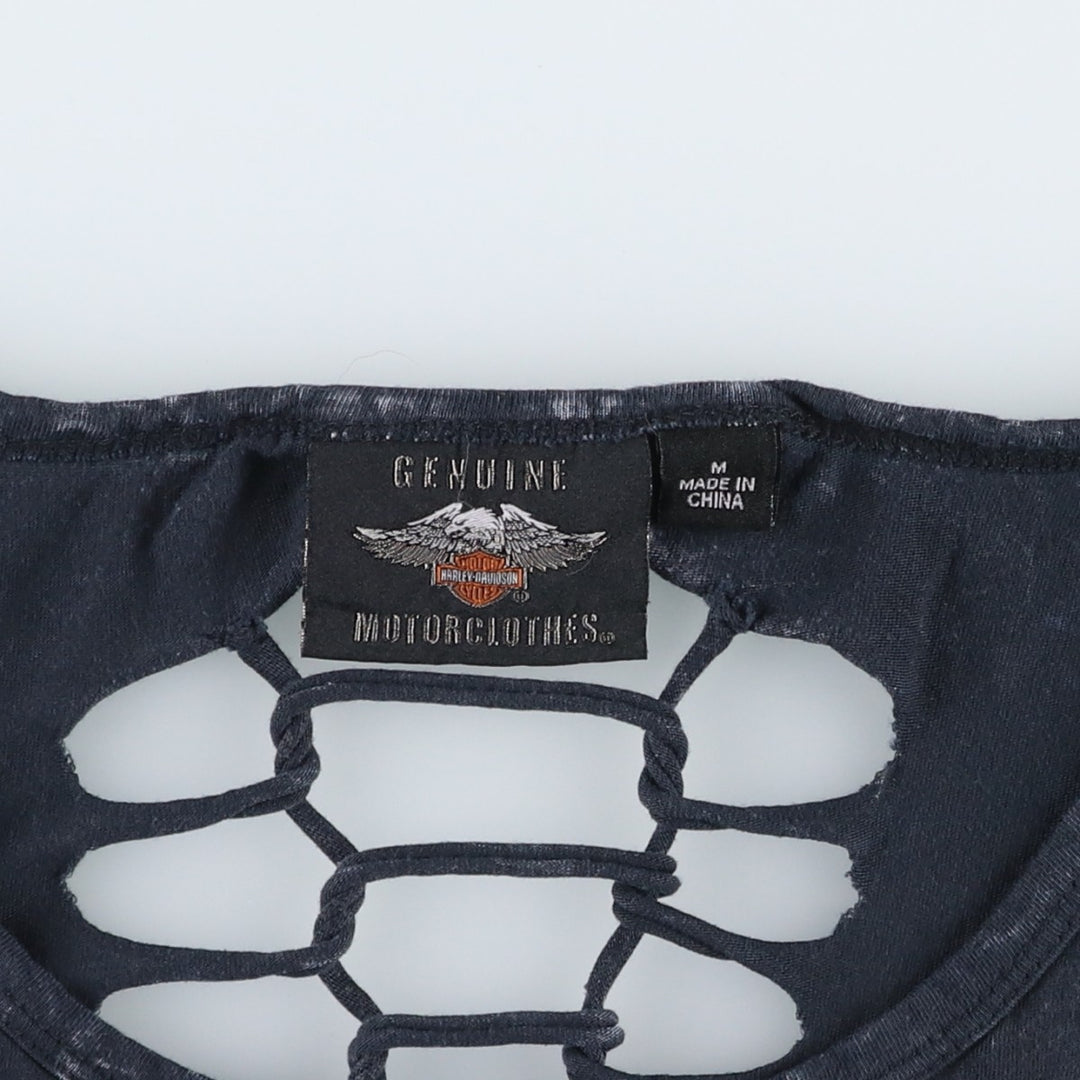 Harley-Davidson Rhinestone Braided Motorcycle Tank Top (Women's Size M) cotton black type Vintage Second Hand