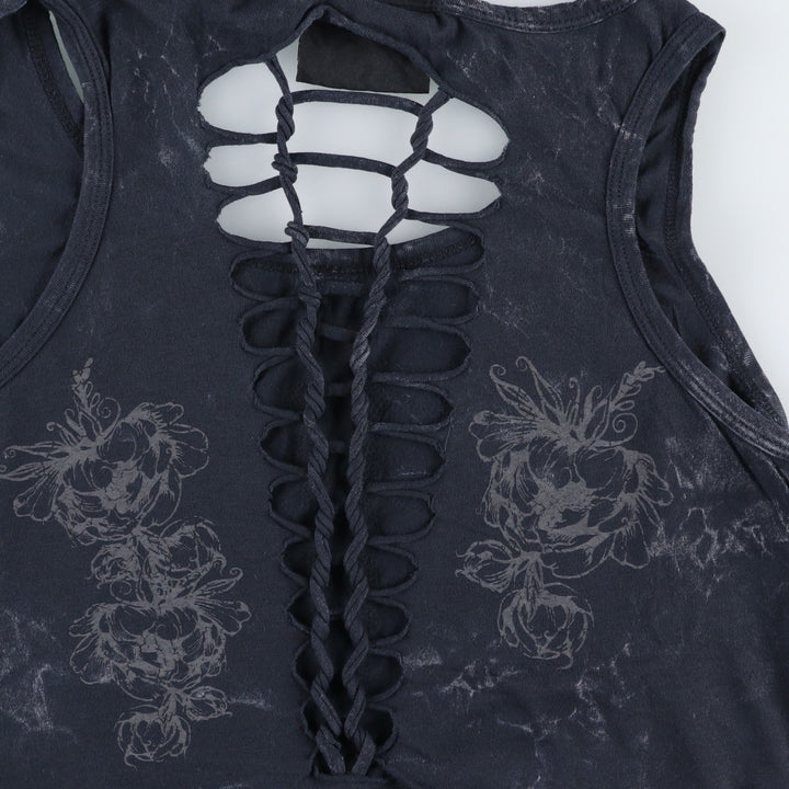 Harley-Davidson Rhinestone Braided Motorcycle Tank Top (Women's Size M) cotton black type Vintage Second Hand