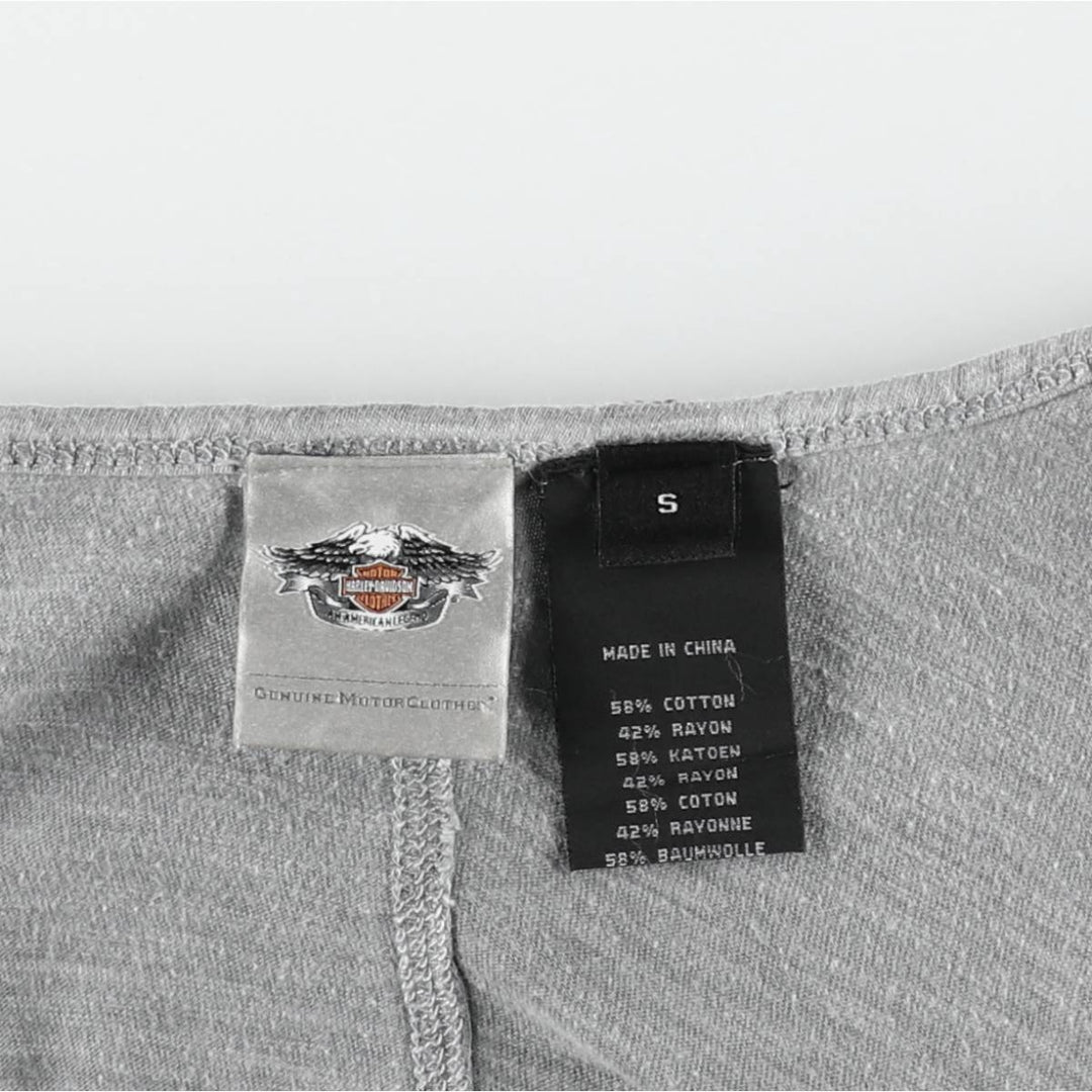 Harley-Davidson Skull Pattern Beaded Embroidery Motorcycle Tank Top (Women's Size S) cotton gray type Vintage Second Hand