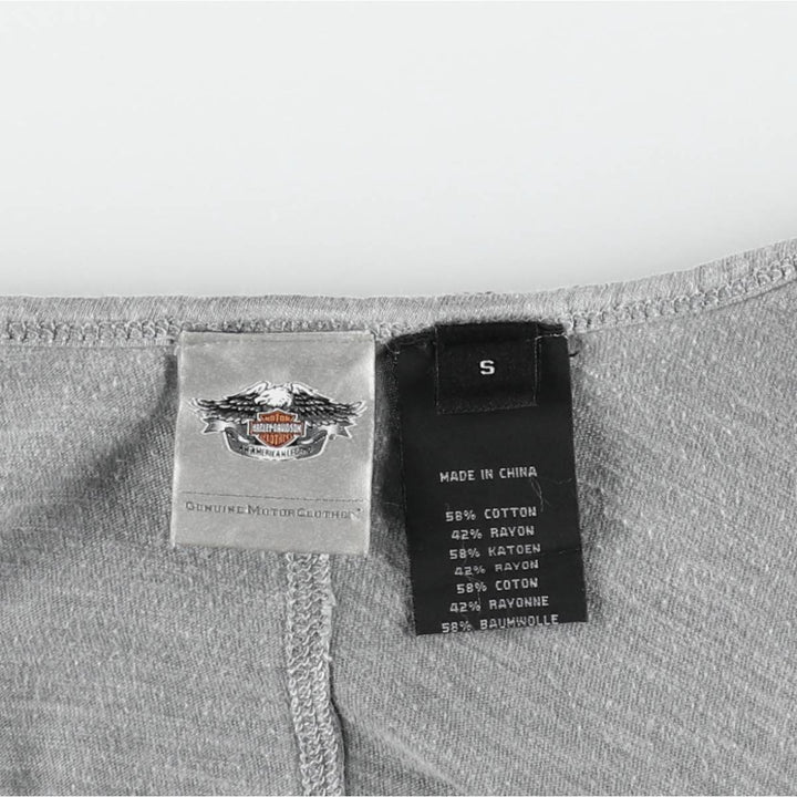 Harley-Davidson Skull Pattern Beaded Embroidery Motorcycle Tank Top (Women's Size S) cotton gray type Vintage Second Hand