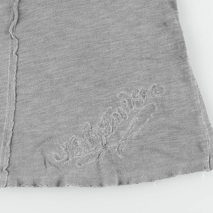Harley-Davidson Skull Pattern Beaded Embroidery Motorcycle Tank Top (Women's Size S) cotton gray type Vintage Second Hand