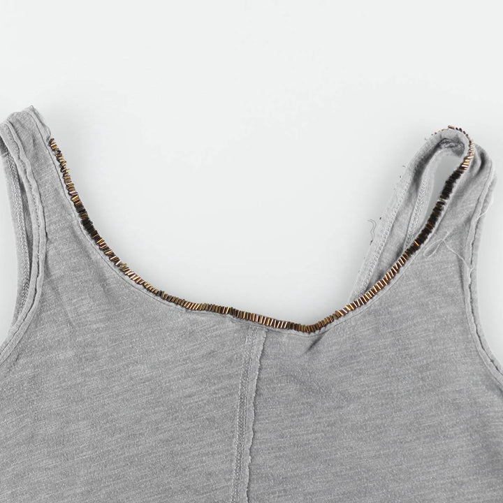 Harley-Davidson Skull Pattern Beaded Embroidery Motorcycle Tank Top (Women's Size S) cotton gray type Vintage Second Hand