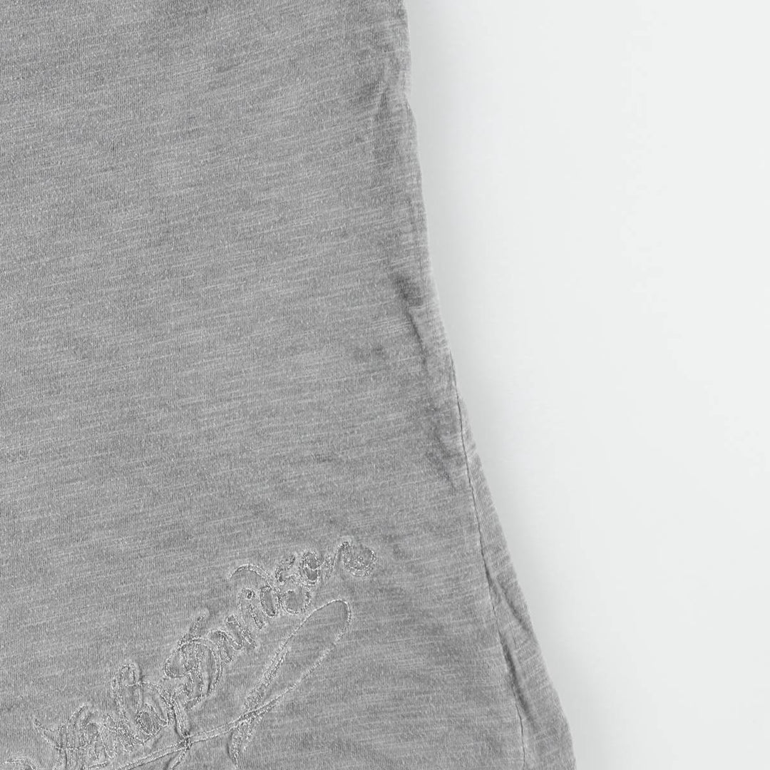 Harley-Davidson Skull Pattern Beaded Embroidery Motorcycle Tank Top (Women's Size S) cotton gray type Vintage Second Hand