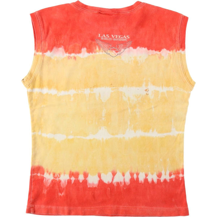 Harley-Davidson Tie-Dye Pattern Rhinestone Motorcycle Tank Top, Women's Size XL (approx.) cotton red type Vintage Second Hand