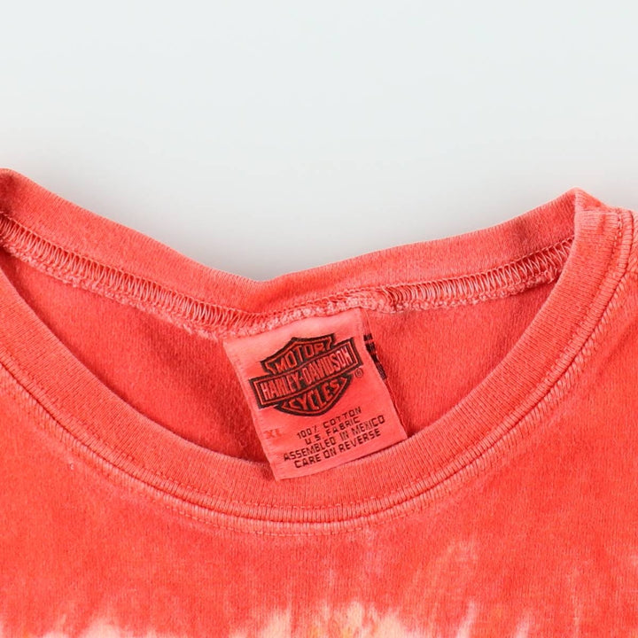 Harley-Davidson Tie-Dye Pattern Rhinestone Motorcycle Tank Top, Women's Size XL (approx.) cotton red type Vintage Second Hand