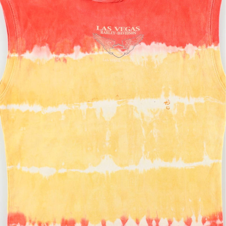 Harley-Davidson Tie-Dye Pattern Rhinestone Motorcycle Tank Top, Women's Size XL (approx.) cotton red type Vintage Second Hand