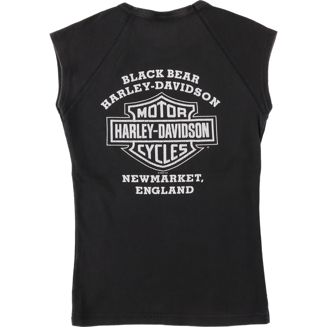2000'S Harley-Davidson Skull Pattern Skull Wing Motorcycle Tank Top (Women's Size S) cotton black type Vintage Second Hand