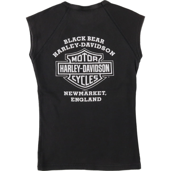 2000'S Harley-Davidson Skull Pattern Skull Wing Motorcycle Tank Top (Women's Size S) cotton black type Vintage Second Hand