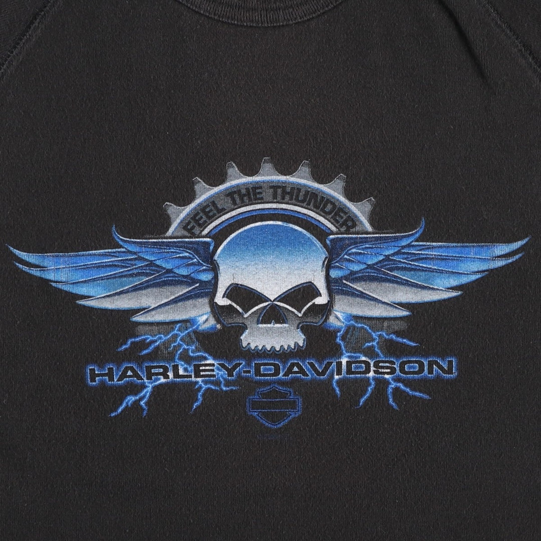 2000'S Harley-Davidson Skull Pattern Skull Wing Motorcycle Tank Top (Women's Size S) cotton black type Vintage Second Hand