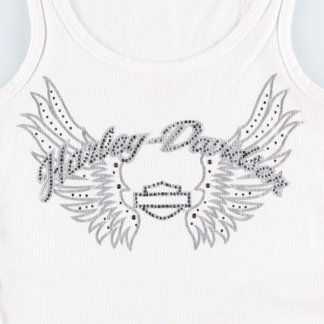 Harley-Davidson Rhinestone Motorcycle Tank Top, Women's Size M (approx.) cotton white type Vintage Second Hand