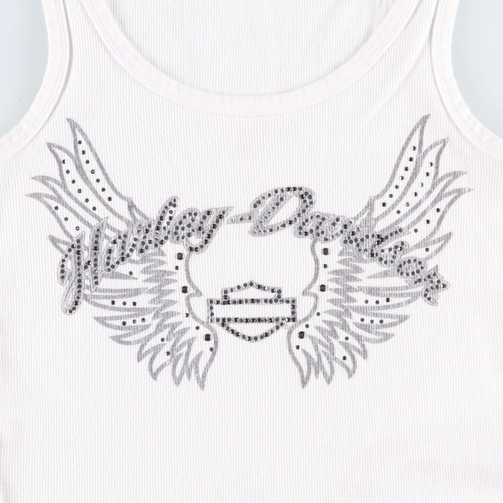 Harley-Davidson Rhinestone Motorcycle Tank Top, Women's Size M (approx.) cotton white type Vintage Second Hand