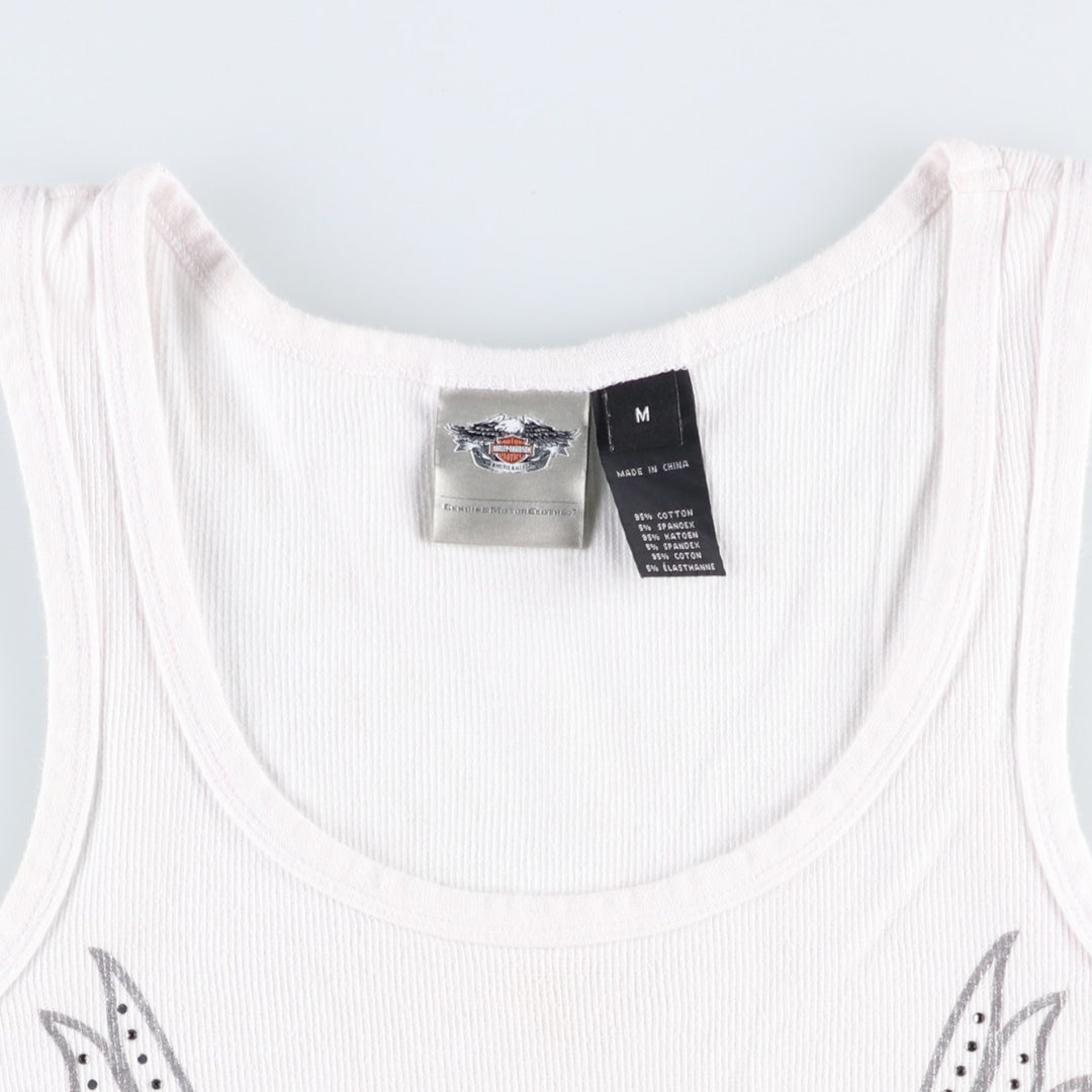 Harley-Davidson Rhinestone Motorcycle Tank Top, Women's Size M (approx.) cotton white type Vintage Second Hand