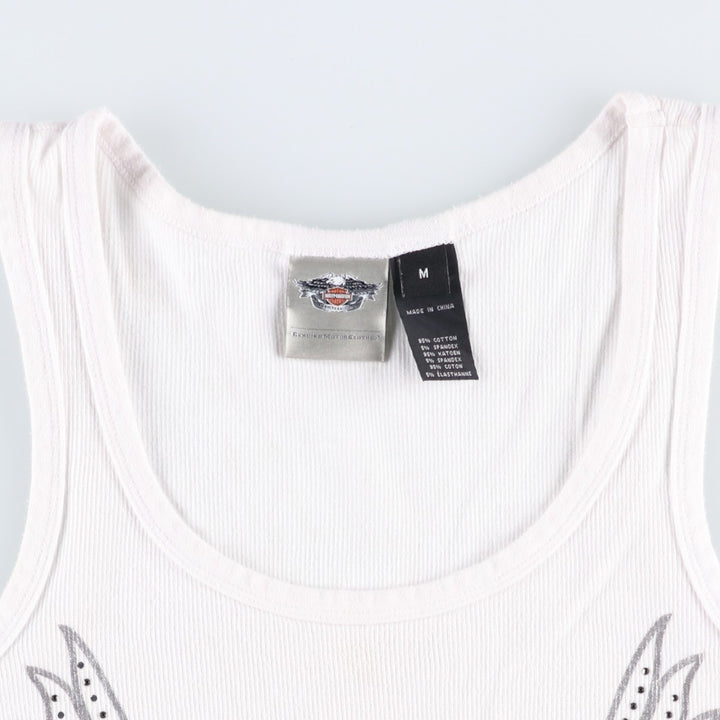 Harley-Davidson Rhinestone Motorcycle Tank Top, Women's Size M (approx.) cotton white type Vintage Second Hand
