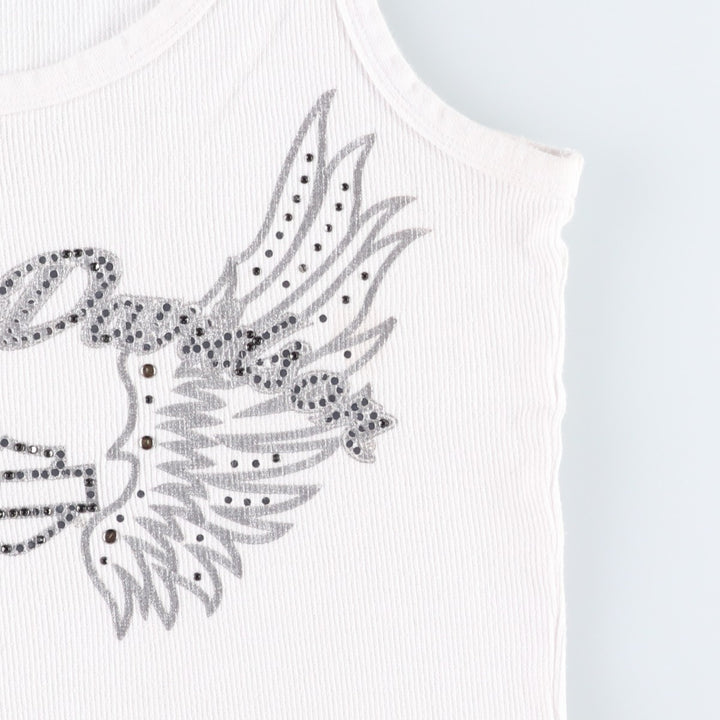 Harley-Davidson Rhinestone Motorcycle Tank Top, Women's Size M (approx.) cotton white type Vintage Second Hand
