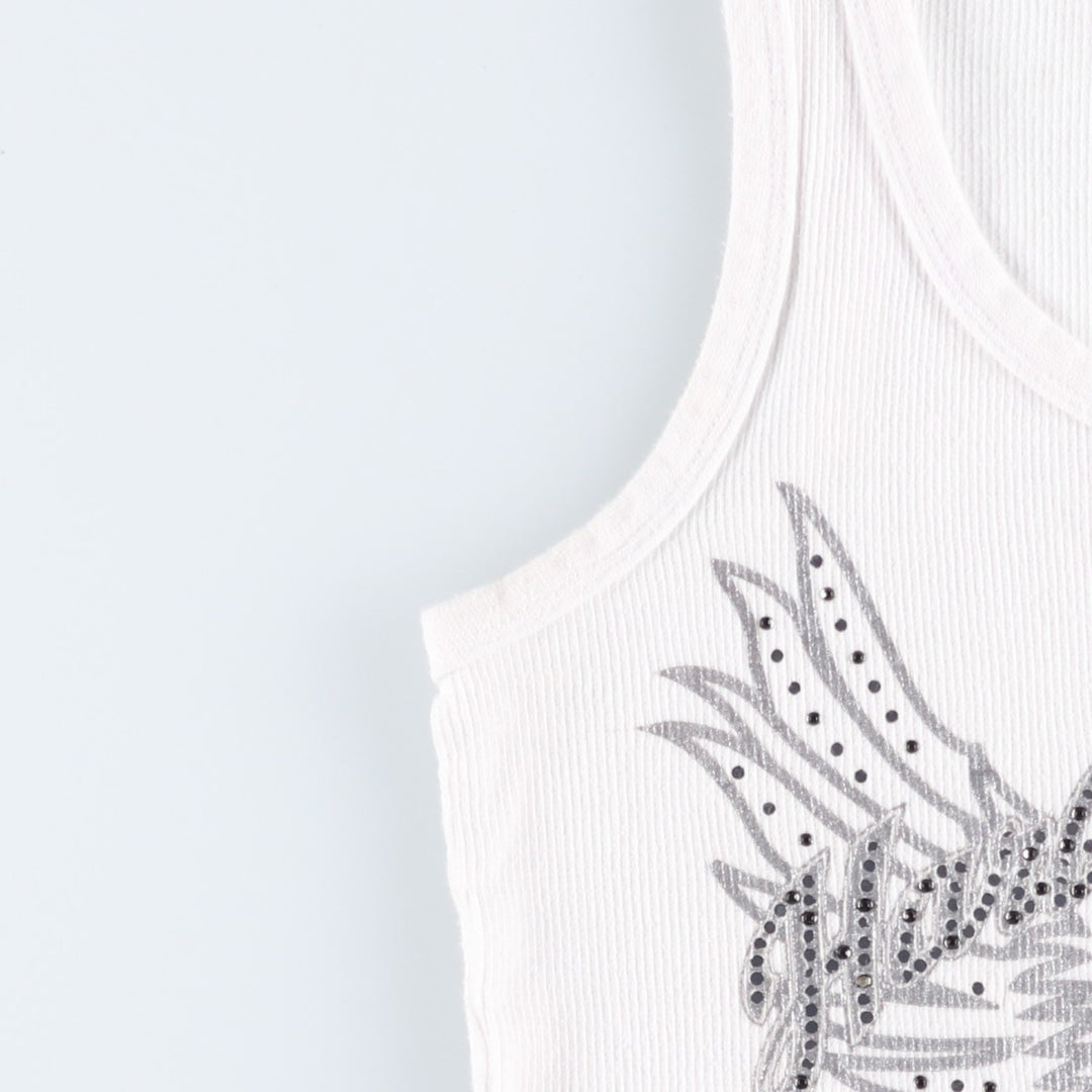Harley-Davidson Rhinestone Motorcycle Tank Top, Women's Size M (approx.) cotton white type Vintage Second Hand