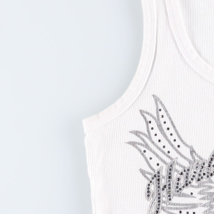 Harley-Davidson Rhinestone Motorcycle Tank Top, Women's Size M (approx.) cotton white type Vintage Second Hand