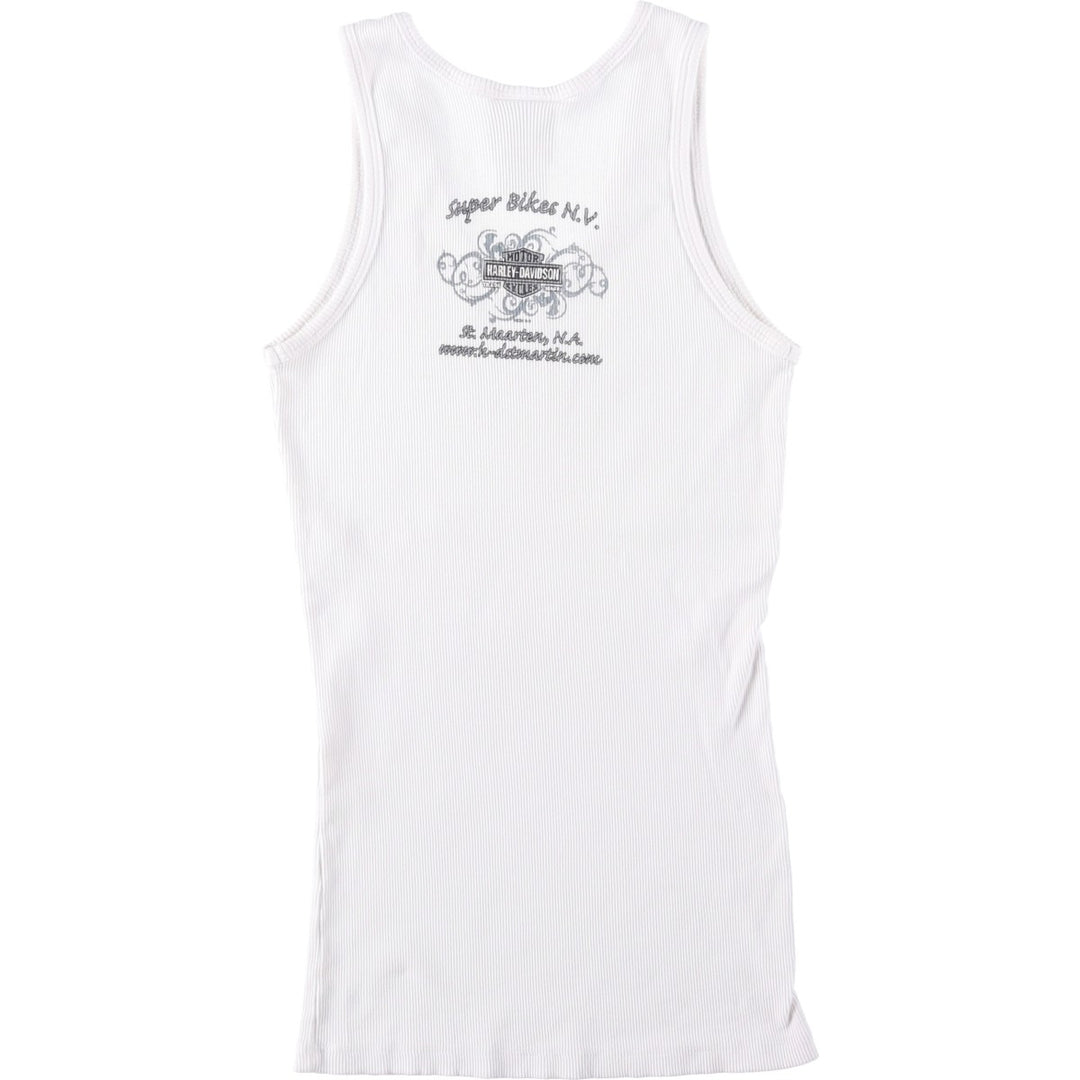 2000'S Harley-Davidson Rhinestone Motorcycle Tank Top, Made in USA, Women's Size XL (approx.) cotton white type Vintage Second Hand