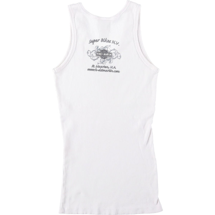 2000'S Harley-Davidson Rhinestone Motorcycle Tank Top, Made in USA, Women's Size XL (approx.) cotton white type Vintage Second Hand