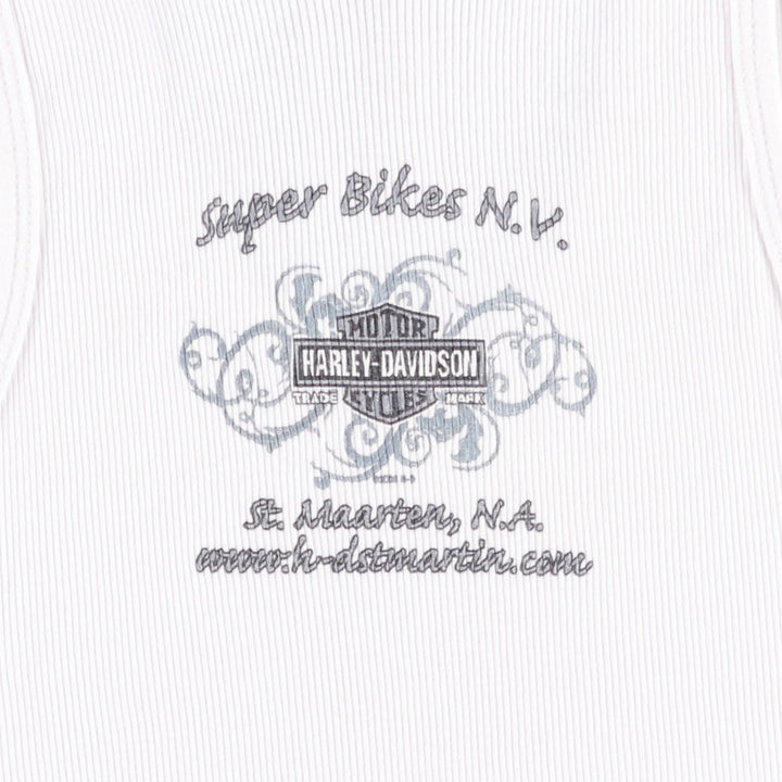 2000'S Harley-Davidson Rhinestone Motorcycle Tank Top, Made in USA, Women's Size XL (approx.) cotton white type Vintage Second Hand