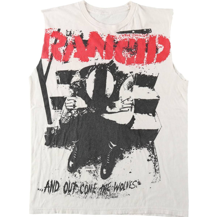 2000'S RANCID Large Print Cut-Off Tank Top, Women's Size L (approx.) unclear pale white type Vintage Second Hand