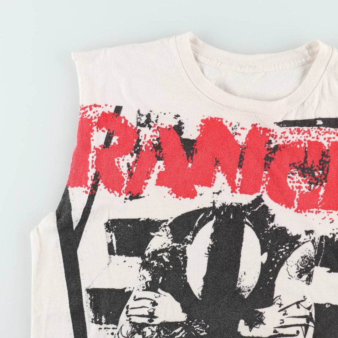 2000'S RANCID Large Print Cut-Off Tank Top, Women's Size L (approx.) unclear pale white type Vintage Second Hand