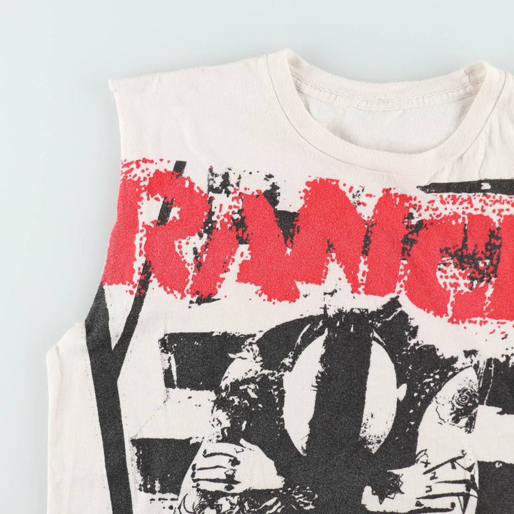 2000'S RANCID Large Print Cut-Off Tank Top, Women's Size L (approx.) unclear pale white type Vintage Second Hand