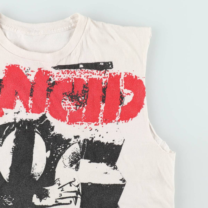 2000'S RANCID Large Print Cut-Off Tank Top, Women's Size L (approx.) unclear pale white type Vintage Second Hand