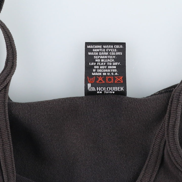Harley-Davidson Eagle Pattern Cropped Motorcycle Camisole, Made in USA, Women's Size L (approx.) cotton black type Vintage Second Hand