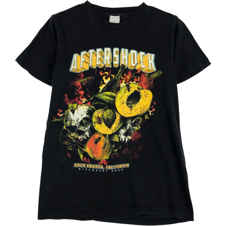 SOCAL AFTERSHOCK FESTIVAL Skull Pattern Band T-Shirt (Women's Size S) cotton black type Vintage Second Hand