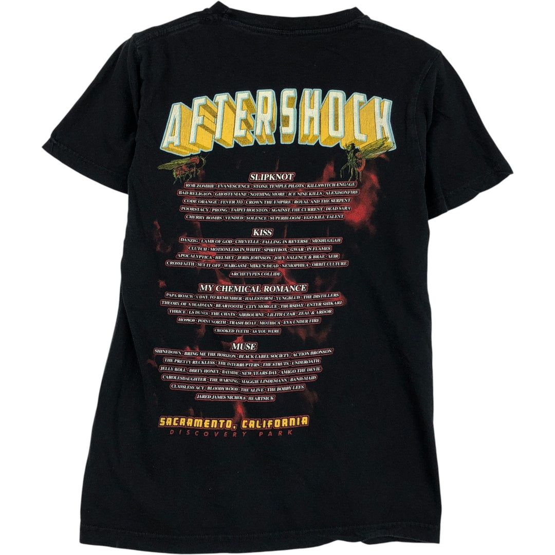 SOCAL AFTERSHOCK FESTIVAL Skull Pattern Band T-Shirt (Women's Size S) cotton black type Vintage Second Hand