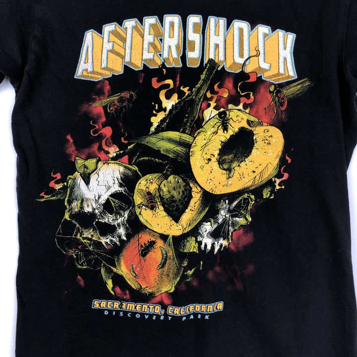 SOCAL AFTERSHOCK FESTIVAL Skull Pattern Band T-Shirt (Women's Size S) cotton black type Vintage Second Hand