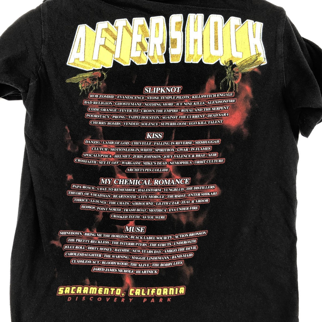 SOCAL AFTERSHOCK FESTIVAL Skull Pattern Band T-Shirt (Women's Size S) cotton black type Vintage Second Hand