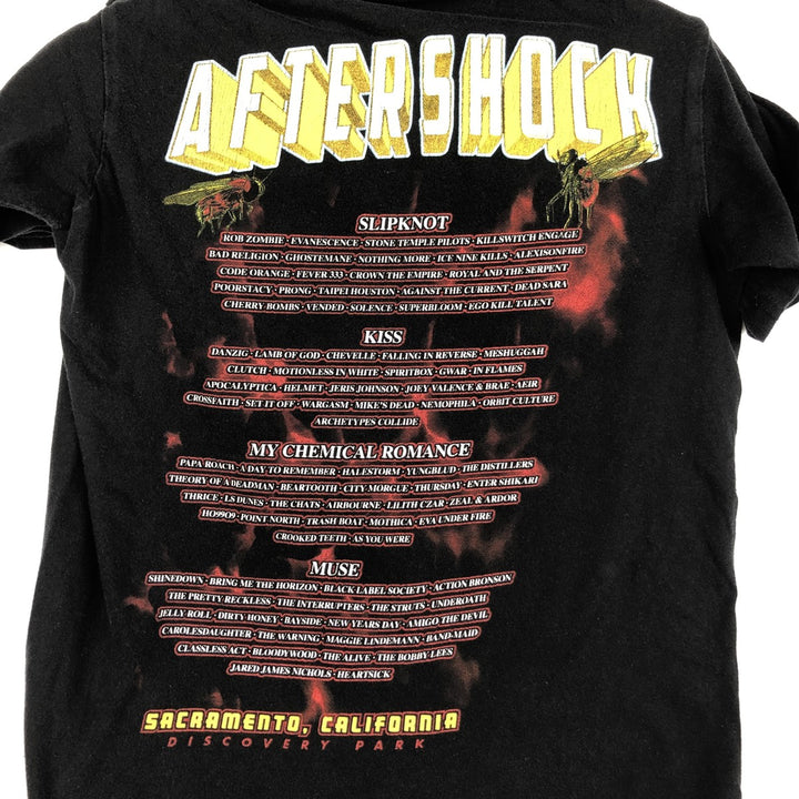 SOCAL AFTERSHOCK FESTIVAL Skull Pattern Band T-Shirt (Women's Size S) cotton black type Vintage Second Hand