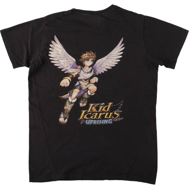 Quaul Hollow NINTEND 3DS Kid Icarus: Uprising PIT Character Print T-Shirt (Women's Size S) cotton black type Vintage Second Hand