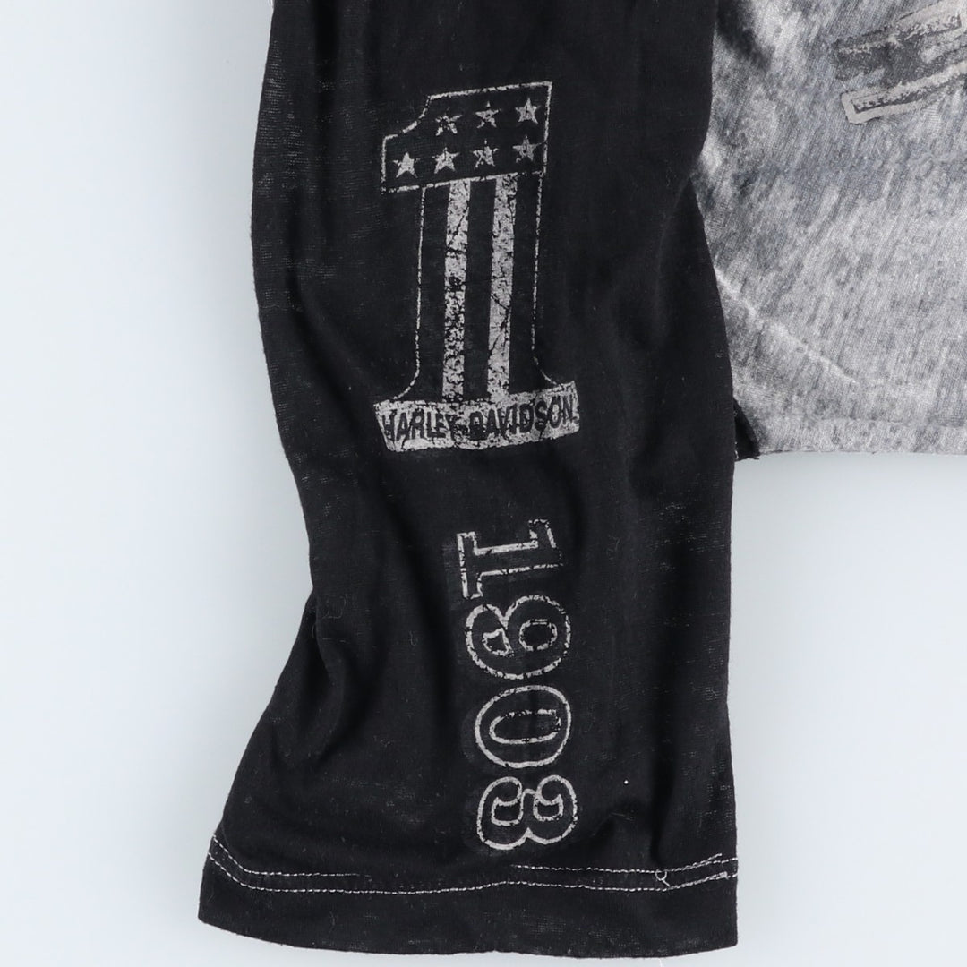 Harley-Davidson V-neck lace-up motorcycle bike t-shirt, women's size L (approx.) polyester black type Vintage Second Hand