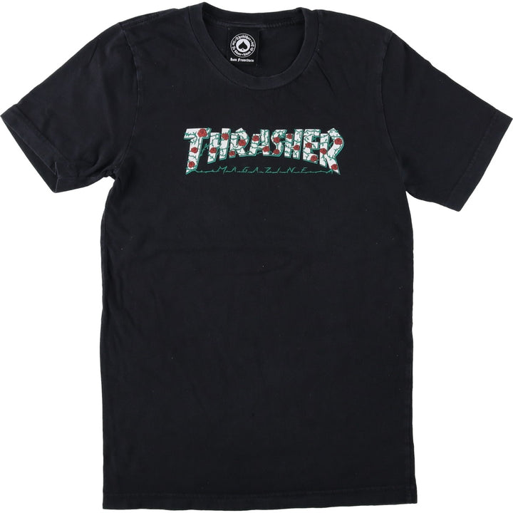 Thrasher Floral Surf Skate T-Shirt, Women's Size XS unclear black type Vintage Second Hand