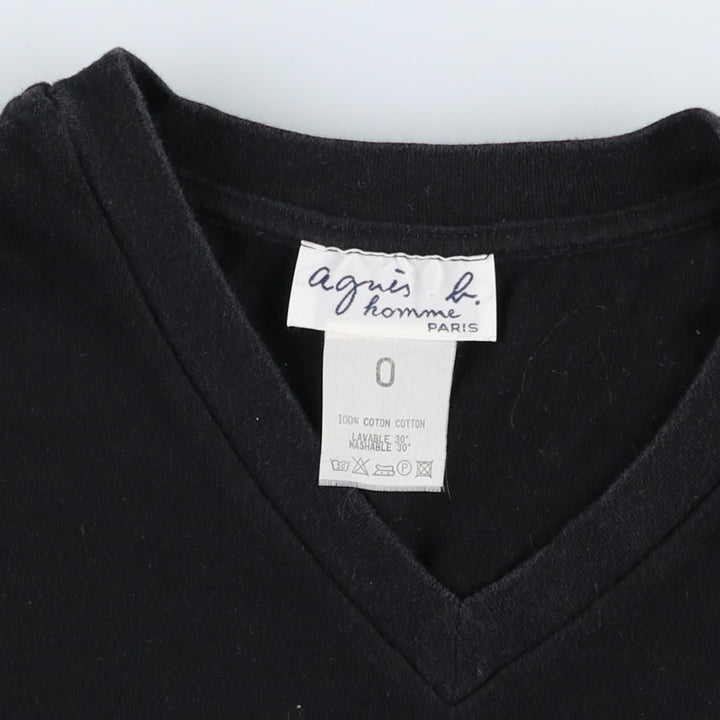 agnes b. HOMME short-sleeved T-shirt, men's size S (approx.) cotton black type Vintage Second Hand