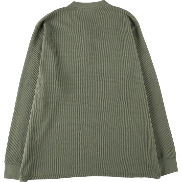 Levi's Standard Fit Henley Neck Thermal Long-Sleeve T-Shirt, Men's Size XL (approx.) cotton Khaki type Vintage Second Hand
