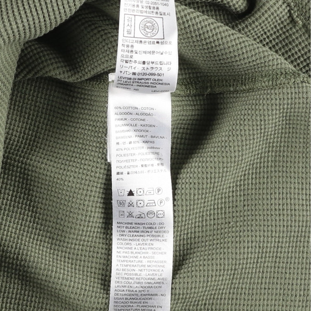 Levi's Standard Fit Henley Neck Thermal Long-Sleeve T-Shirt, Men's Size XL (approx.) cotton Khaki type Vintage Second Hand