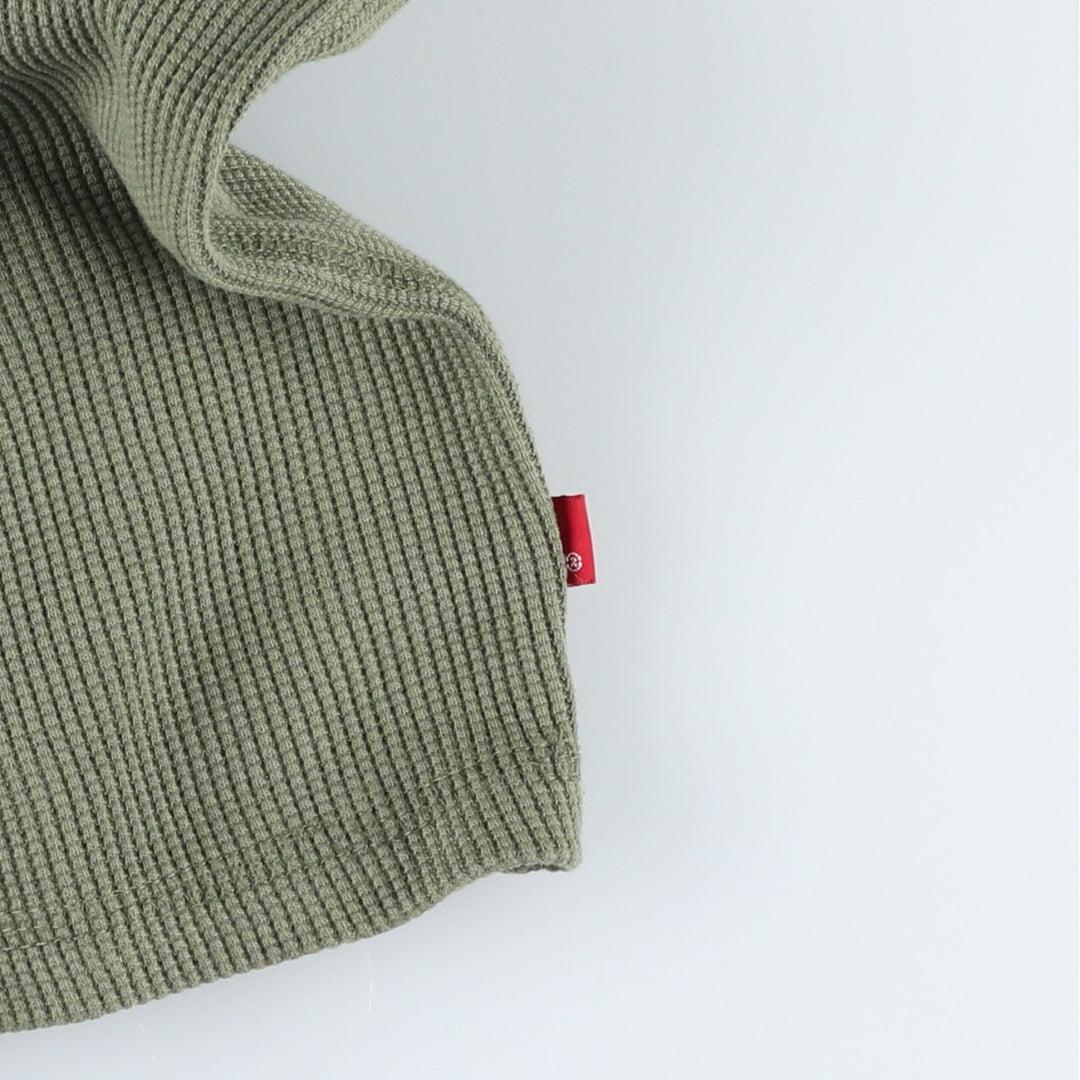 Levi's Standard Fit Henley Neck Thermal Long-Sleeve T-Shirt, Men's Size XL (approx.) cotton Khaki type Vintage Second Hand