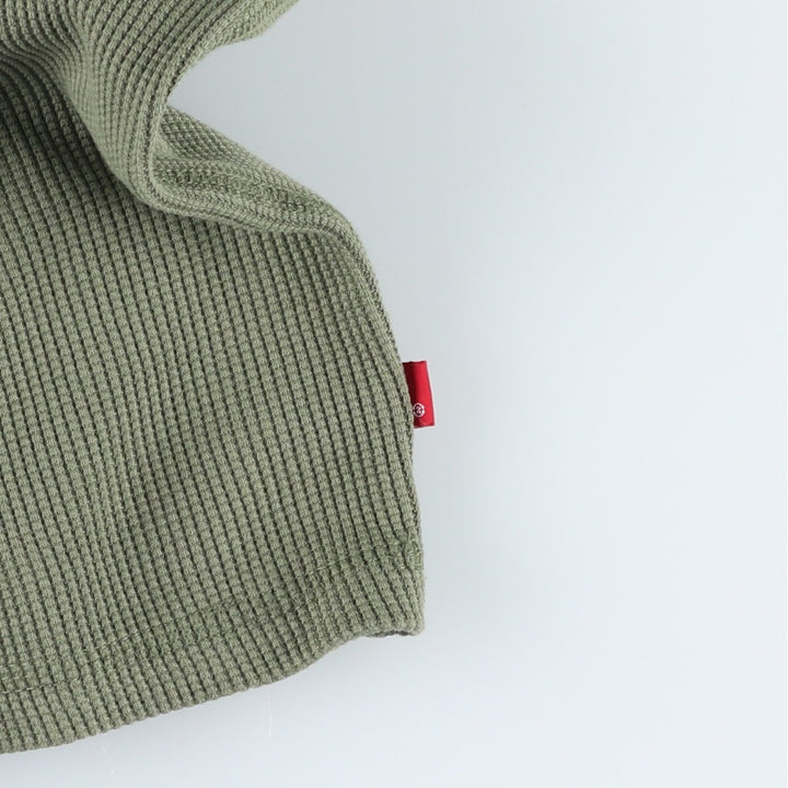 Levi's Standard Fit Henley Neck Thermal Long-Sleeve T-Shirt, Men's Size XL (approx.) cotton Khaki type Vintage Second Hand
