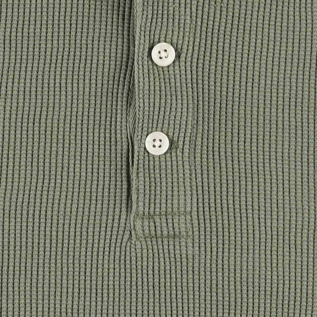 Levi's Standard Fit Henley Neck Thermal Long-Sleeve T-Shirt, Men's Size XL (approx.) cotton Khaki type Vintage Second Hand