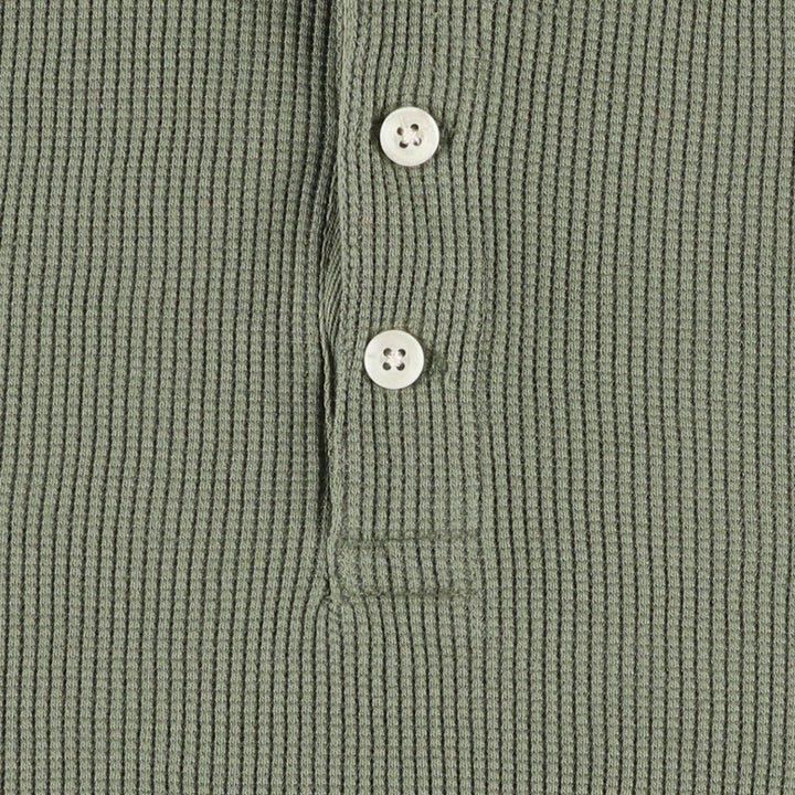 Levi's Standard Fit Henley Neck Thermal Long-Sleeve T-Shirt, Men's Size XL (approx.) cotton Khaki type Vintage Second Hand
