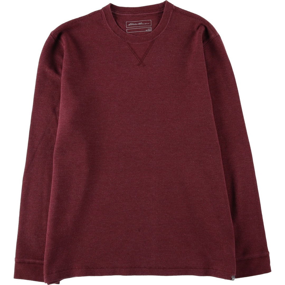Eddie Bauer Thermal Ron T-shirt, Waffle, Men's L size cotton bordeaux Vintage Second Hand