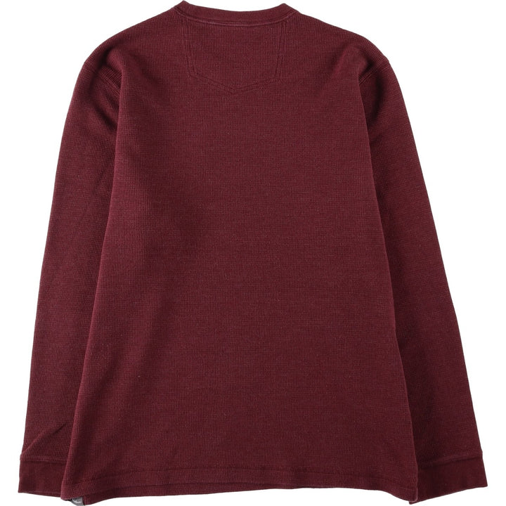 Eddie Bauer Thermal Ron T-shirt, Waffle, Men's L size cotton bordeaux Vintage Second Hand