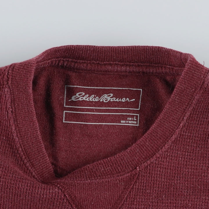 Eddie Bauer Thermal Ron T-shirt, Waffle, Men's L size cotton bordeaux Vintage Second Hand