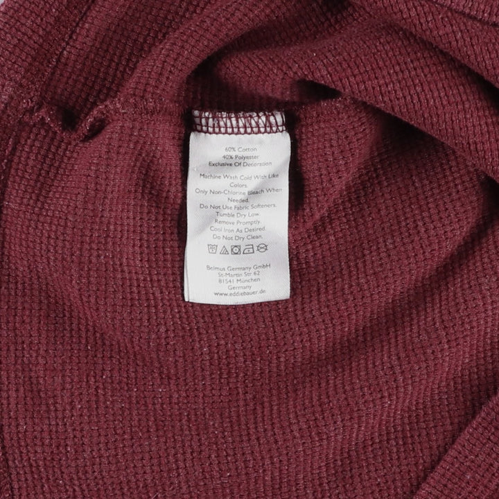 Eddie Bauer Thermal Ron T-shirt, Waffle, Men's L size cotton bordeaux Vintage Second Hand
