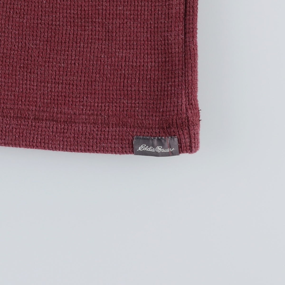 Eddie Bauer Thermal Ron T-shirt, Waffle, Men's L size cotton bordeaux Vintage Second Hand