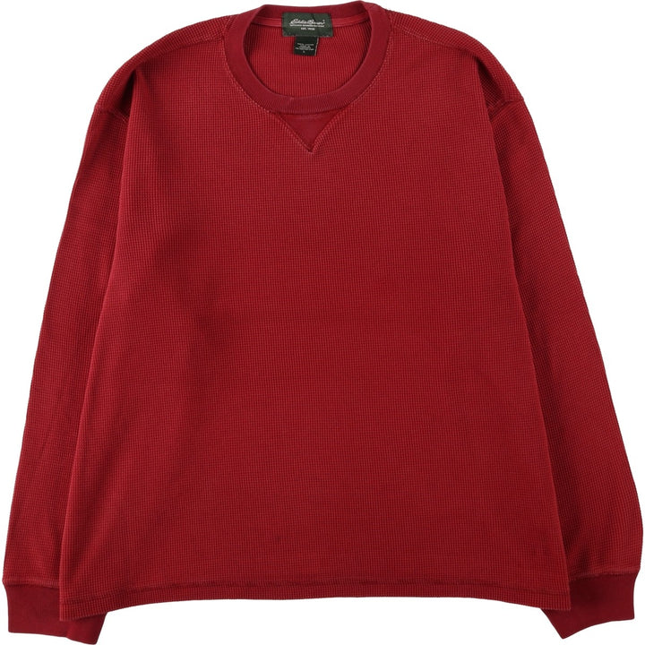 Eddie Bauer Thermal Ron T-shirt, Waffle, Men's L size cotton red type Vintage Second Hand