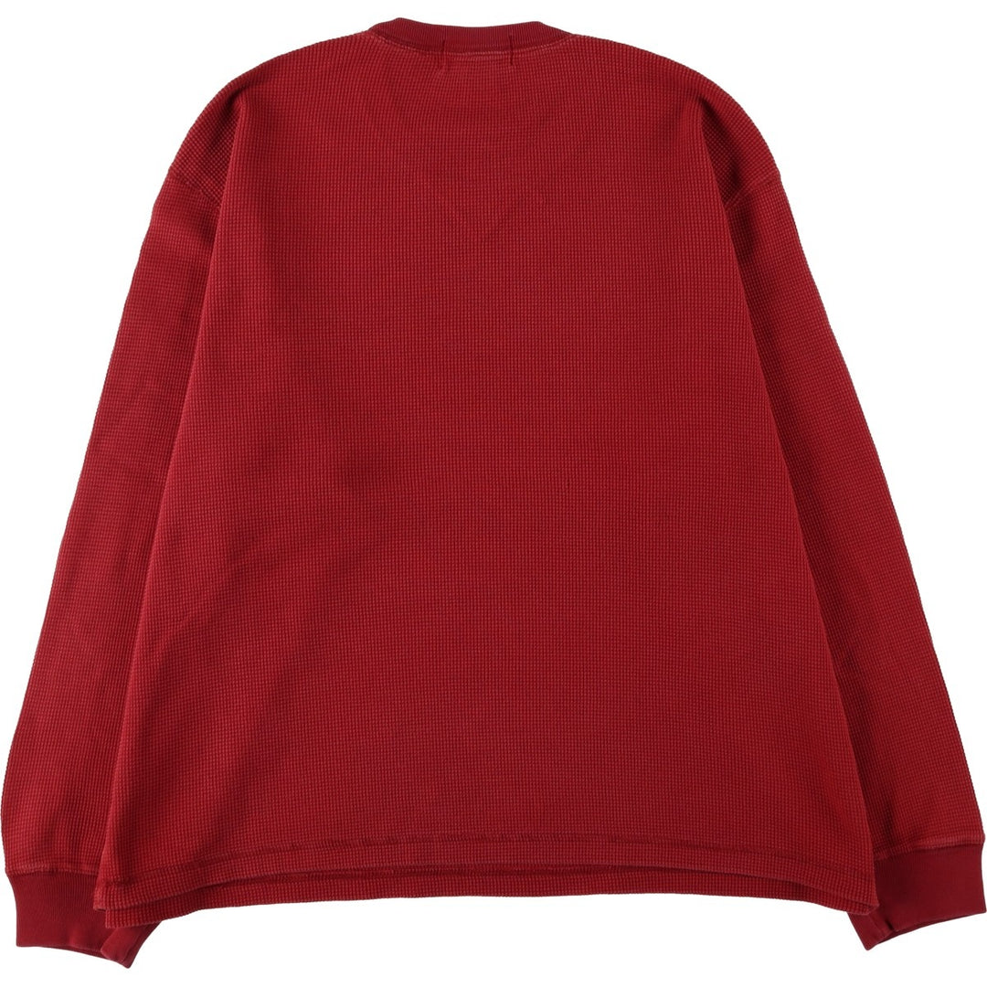 Eddie Bauer Thermal Ron T-shirt, Waffle, Men's L size cotton red type Vintage Second Hand